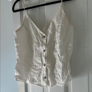 H&M Cream Button-Front Linen Tank